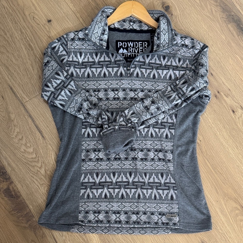 Gray Patterned Zip-Up Sweater - Picture 5 of 8